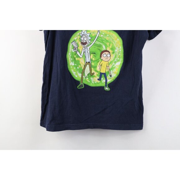 Y2K Womens Small Distressed Rick and Morty Cartoon Short Sleeve T-Shirt Blue - Picture 3 of 15